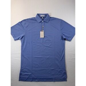Peter Millar Mens Golf Polo Small Summer Comfort Blue White Striped Stretch NWT